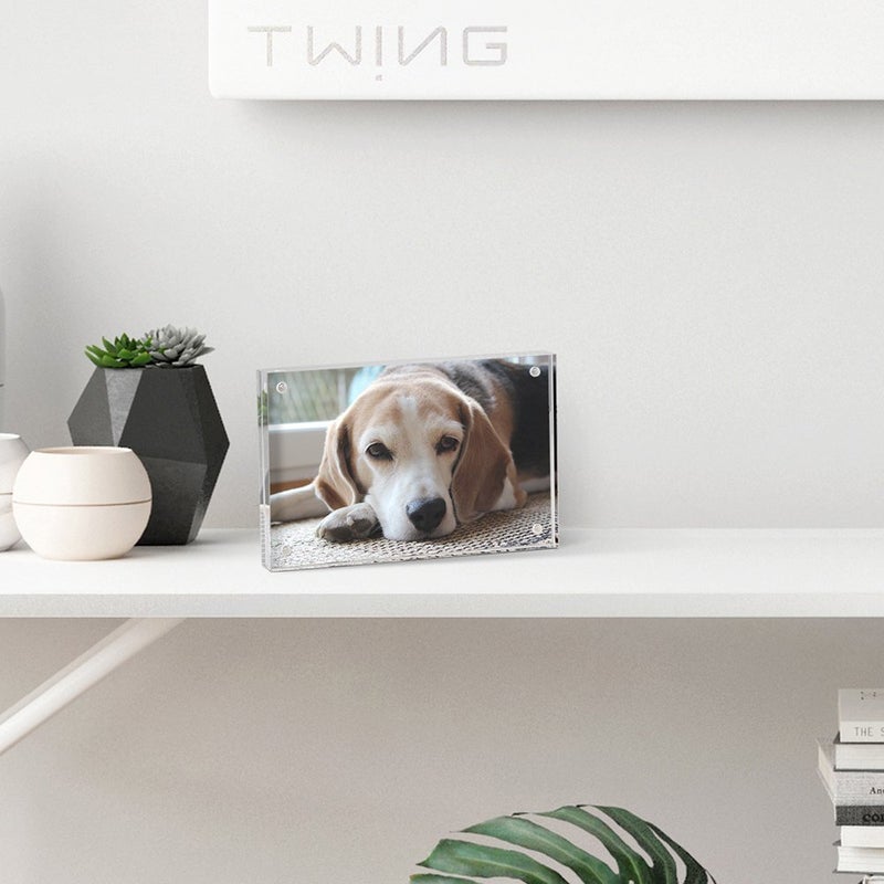 TWING 5x7 Acrylic Frame for Pictures, Clear Double Sided Acrylic Picture Frame with Microfiber Cloth, Picture Frame 5x7, 12 + 12MM Thickness Magnetic Photo Frame Desktop Frameless Display Gifts Ideal - Image 5